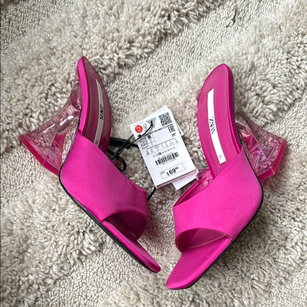 Zara Lucite Pink Women's Heels